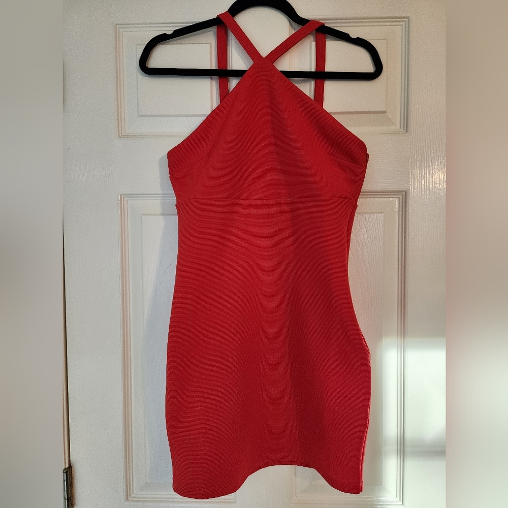 Forver 21 Red ribbed halter dress size Medium